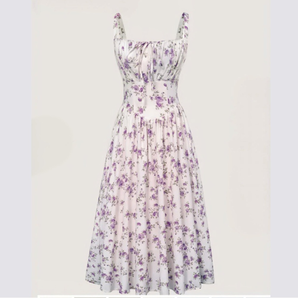 Milkmaid Floral Midi Dress Straps - Picture 2 of 8